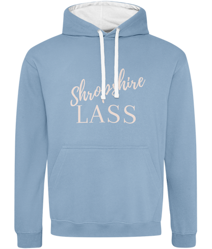 Shropshire Lass Two Tone Hoodie with Marshmallow Pink Text