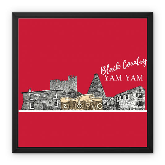 Black County Yam Yam Furnace Red Framed Canvas