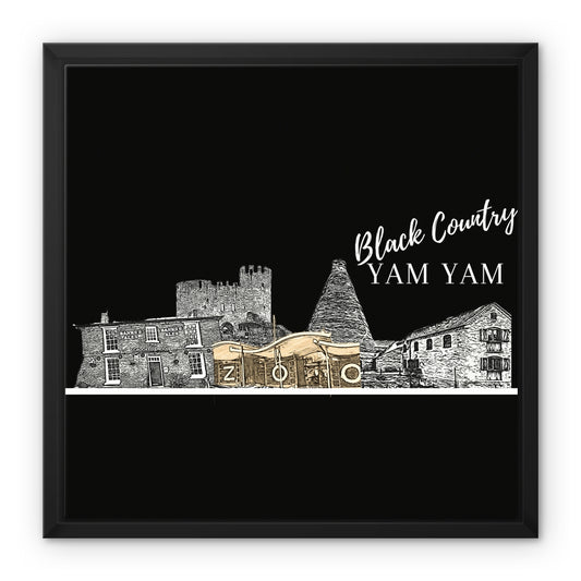 Black Country Yam Yam Coal Black Framed Canvas