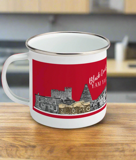 Enamel Mug Black Country Yam Yam Enamel Mug Furnace Red