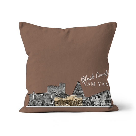 Black Country Yam Yam Cushion in Earth Brown