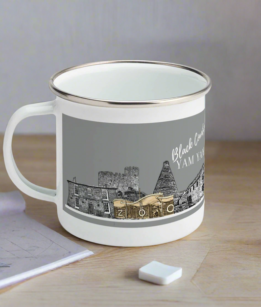 Enamel Mug Black Country Yam Yam Enamel Mug Smoke Grey