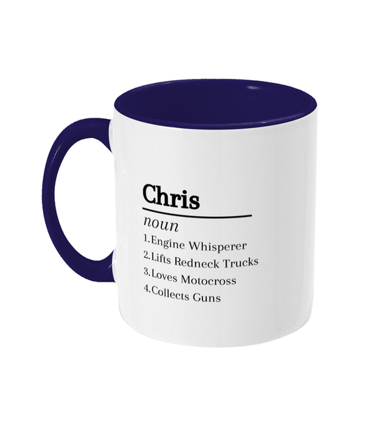 Two Toned 'Chris' Personalised Dictionary Mug