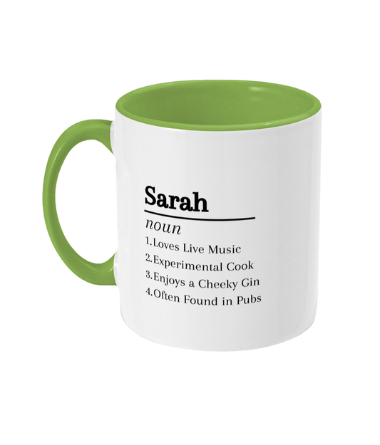 Two Toned 'Sarah' Personalised Dictionary Mug