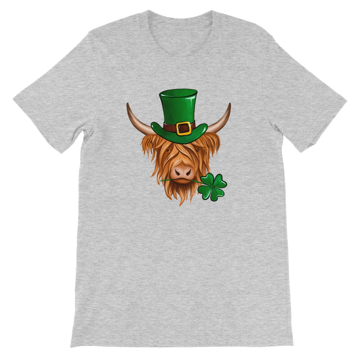 Long Haired St Patrick's Cow Unisex Short Sleeve T-Shirt
